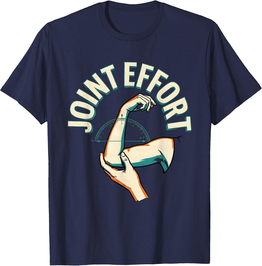 Joint Effort Funny Therapist Gift Physical Therapy Humor T-Shirt - Navy Blue