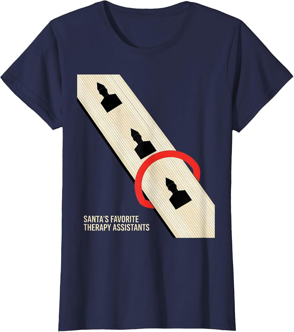 Women's Santa's Favorite Therapy Assistants Funny Physical Therapy T-Shirt - Navy Blue