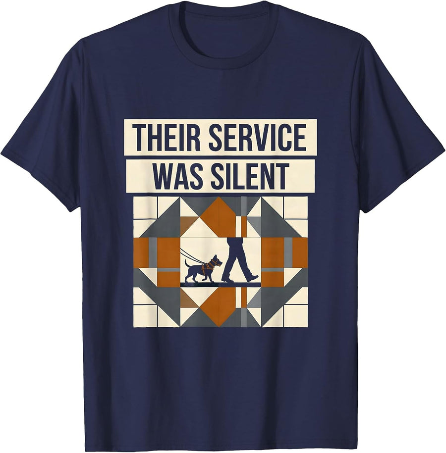 Their Service Was Silent Funny Belgian Malinois K9 Handler T-Shirt - Navy Blue