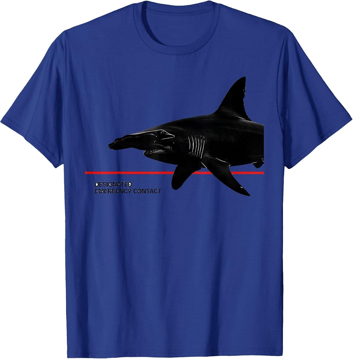 Men's Designated Emergency Contact Funny Shark Lover Ocean T-Shirt - Royal Blue