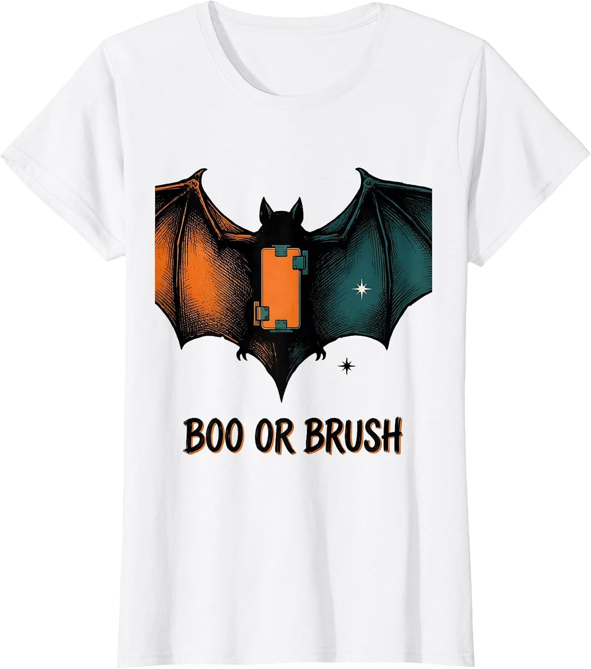 Women's Boo Or Brush Funny Dental Hygienist Halloween Work Humor T-Shirt - White