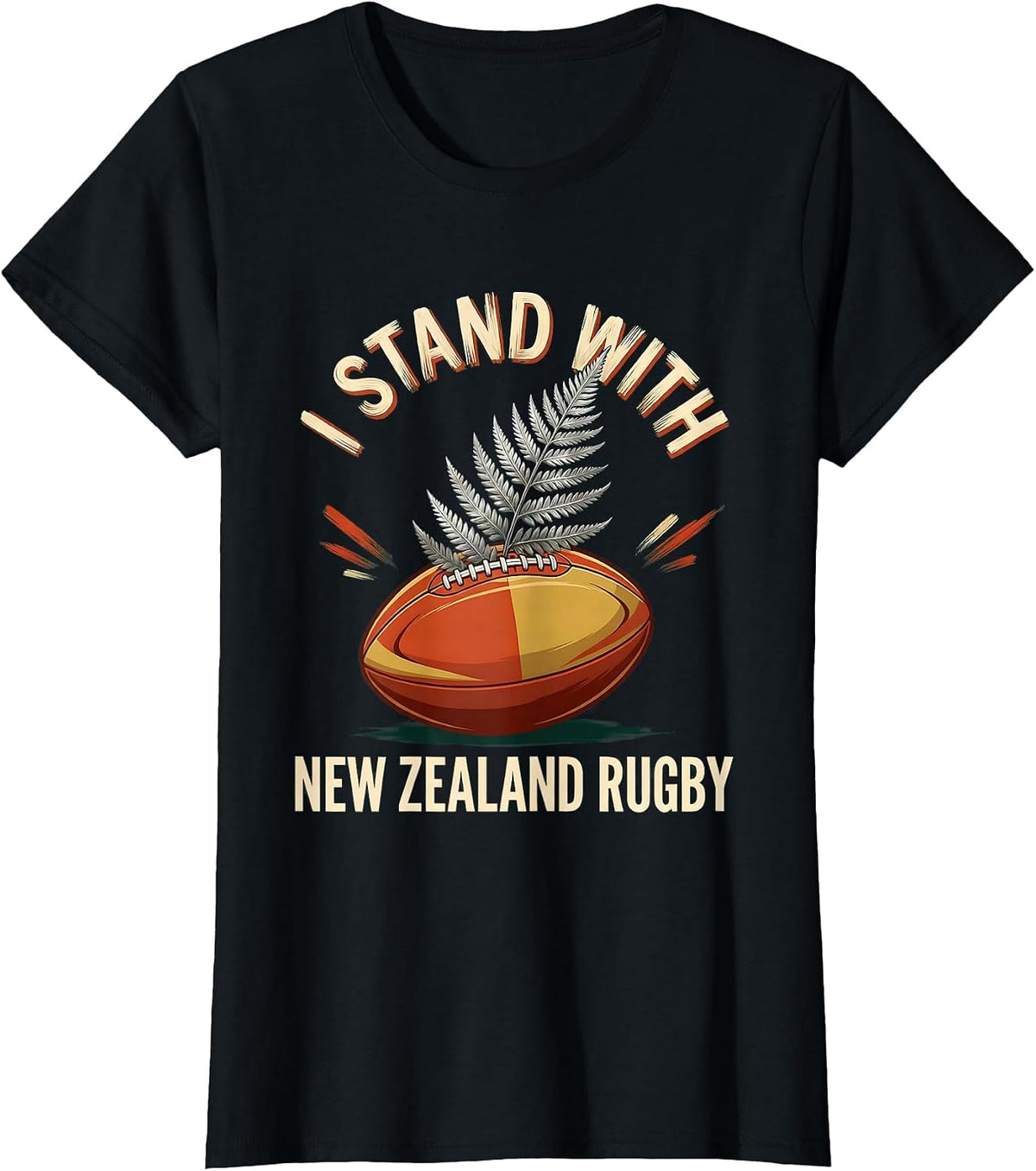 I Stand With New Zealand Rugby Vintage Kiwi Rugby Fan Gift T-Shirt - Black