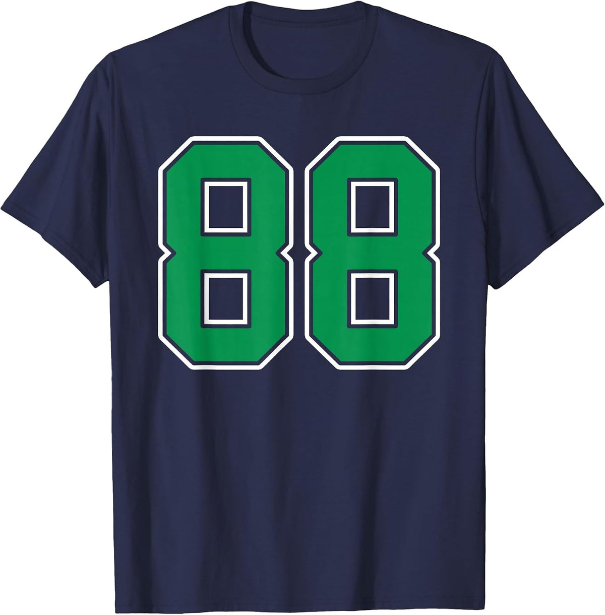 Kelly Green White Number 88 Jersey Player Uniform #88 T-Shirt - Navy Blue
