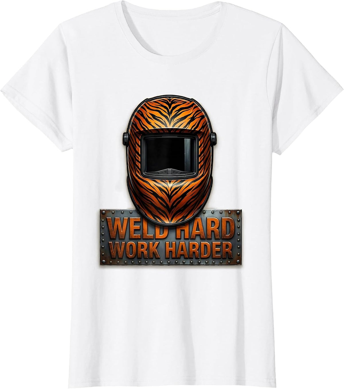 Women's Weld Hard Work Harder Welder Graphic Design T-Shirt - White