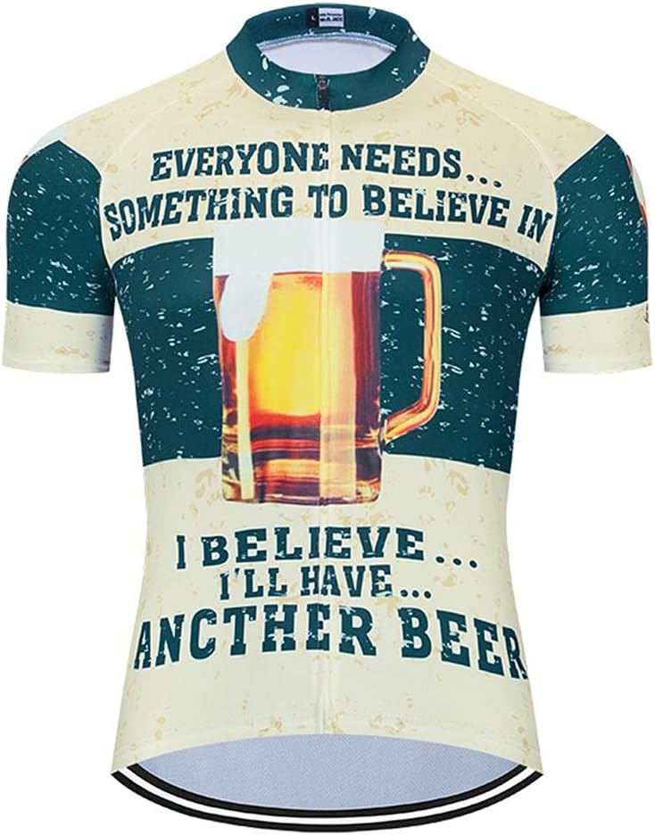 MOXILYN Men Cycling Shirts Mountain Bike Shirts Short Sleeve 3D Beer Cycling Jersey - Funny Bicycle T-Shirt - B29-5