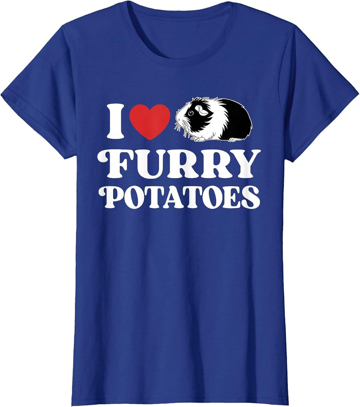 I Love Furry Potatoes Funny Guinea Pig Heart Design T-Shirt - Royal Blue