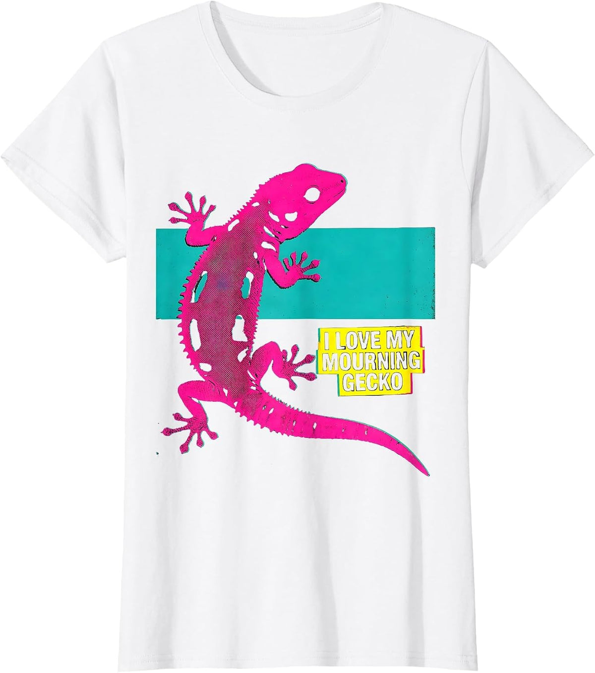 I Love My Mourning Gecko Risograph Reptile Lover Pet Owner T-Shirt - White