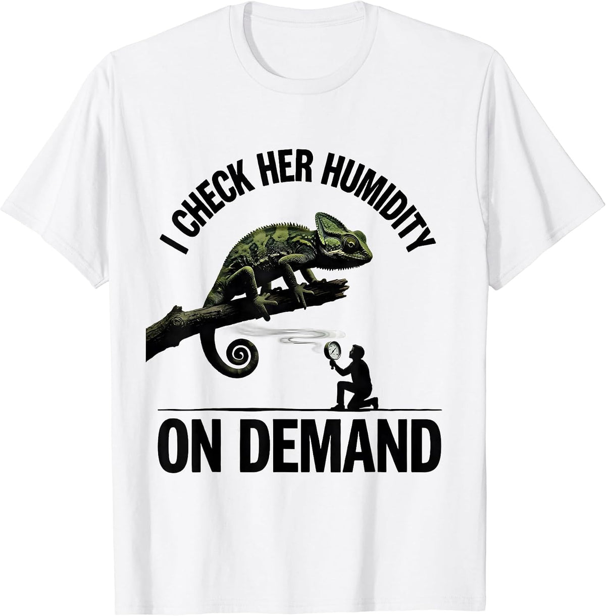 Men's I Check Her Humidity On Demand Funny Reptile Lover Gecko T-Shirt - White