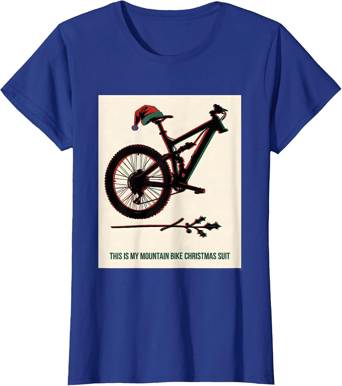 Women's This Is My Mountain Bike Christmas Suit Biker Santa T-Shirt - Royal Blue