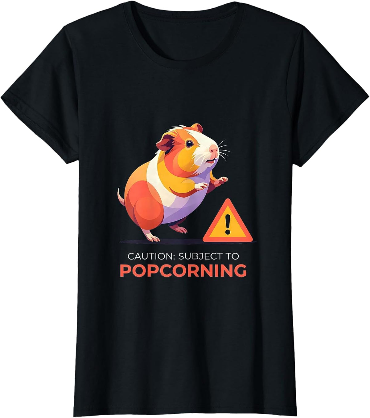 Caution: Subject To Popcorning Funny Guinea Pig Lover T-Shirt - Black
