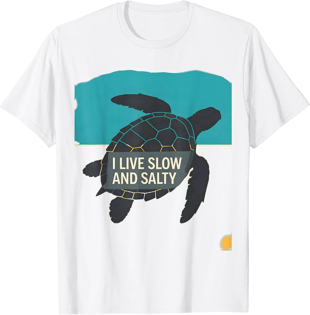 Men's I Live Slow And Salty Funny Sea Turtle Lover Beach Humor T-Shirt - White