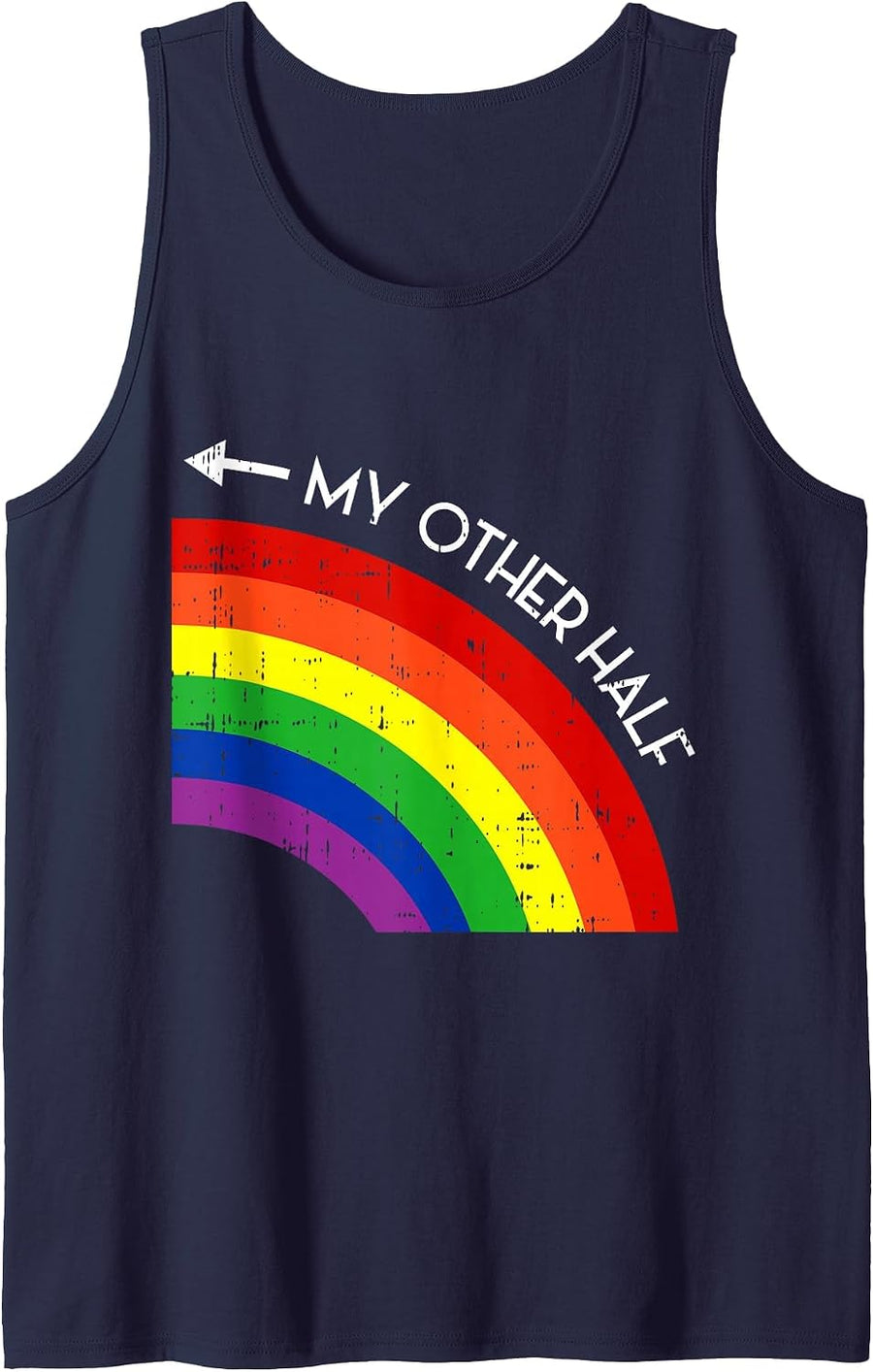 My Other Half Gay Couple Rainbow Pride Cool LGBT Ally Gift Tank Top - Navy Blue