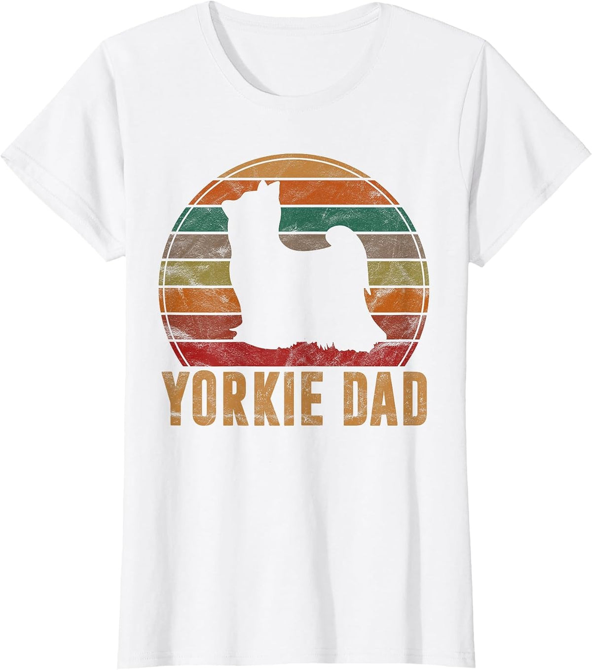 Retro Yorkshire Terrier Dad Dog Owner Pet Yorkie Father T-Shirt - White