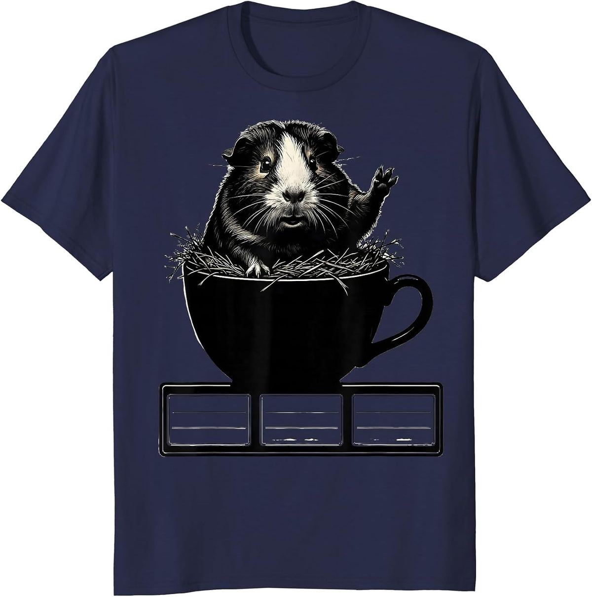 Men's Guinea Pig In Teacup Cute Cavy Lover Cartoon Humor T-Shirt - Navy Blue