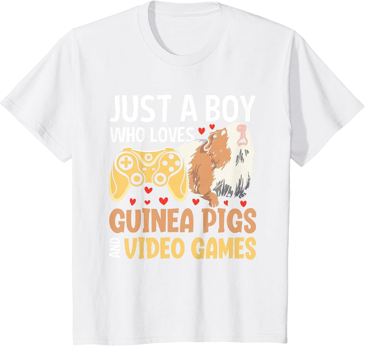 Just a Boy Who Loves Guinea Pigs and Video Games Gaming T-Shirt - White