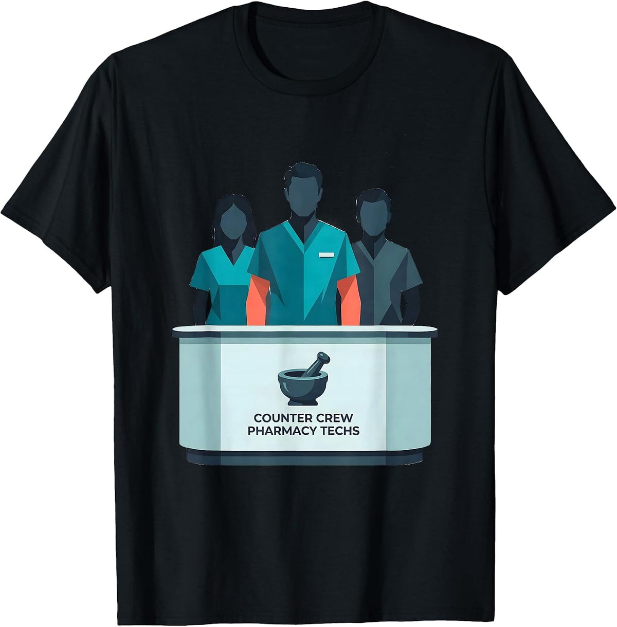 Men's Counter Crew Pharmacy Techs Funny Pharmacy Tech Crew Humor T-Shirt - Black
