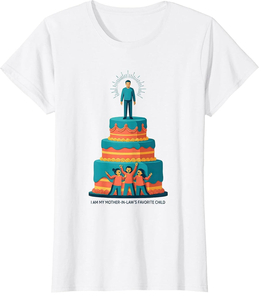 Women's I Am My Mother-In-Law's Favorite Child Funny Family Humor T-Shirt - White