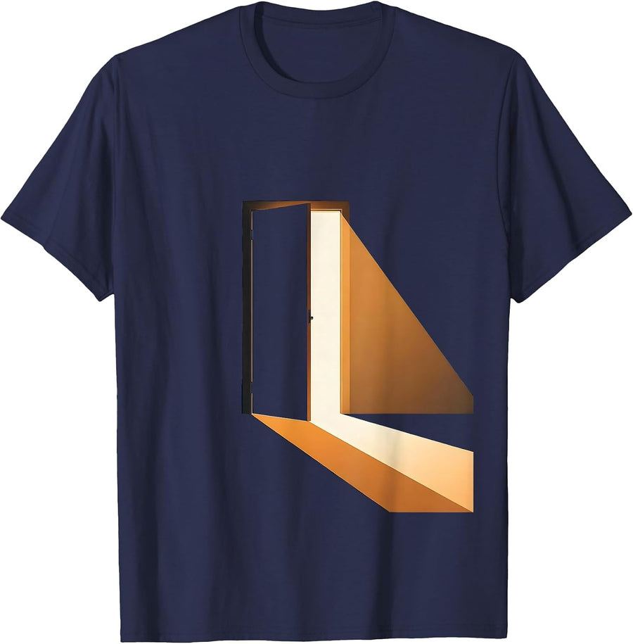 Social Worker Open Door Warm Light Illustration T-Shirt - Navy Blue
