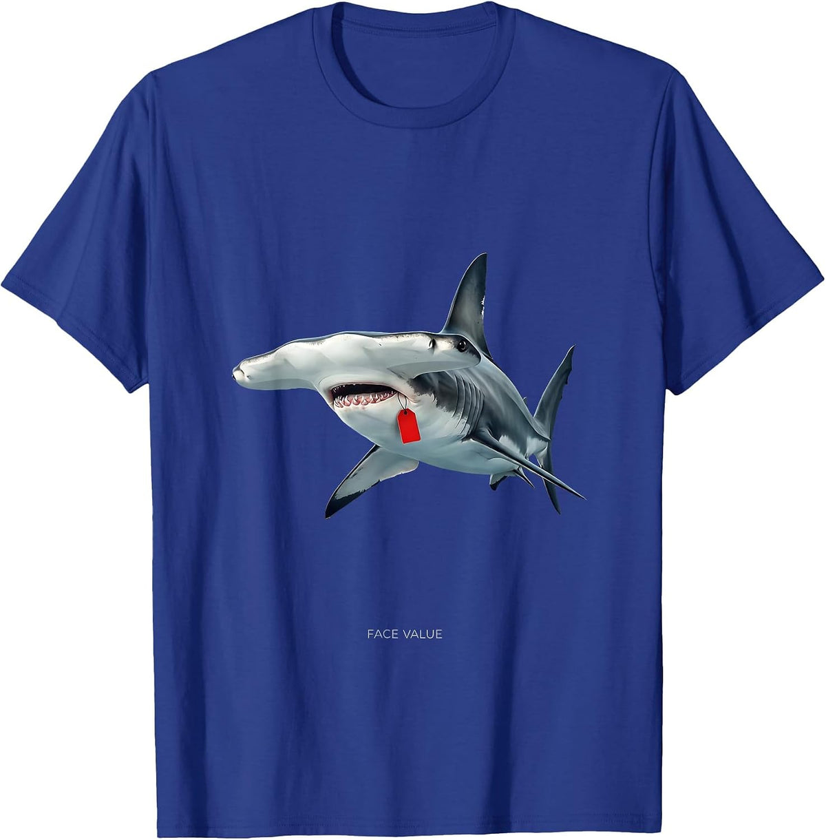 Face Value Swiss International Funny Shark Lover Ocean T-Shirt - Royal Blue