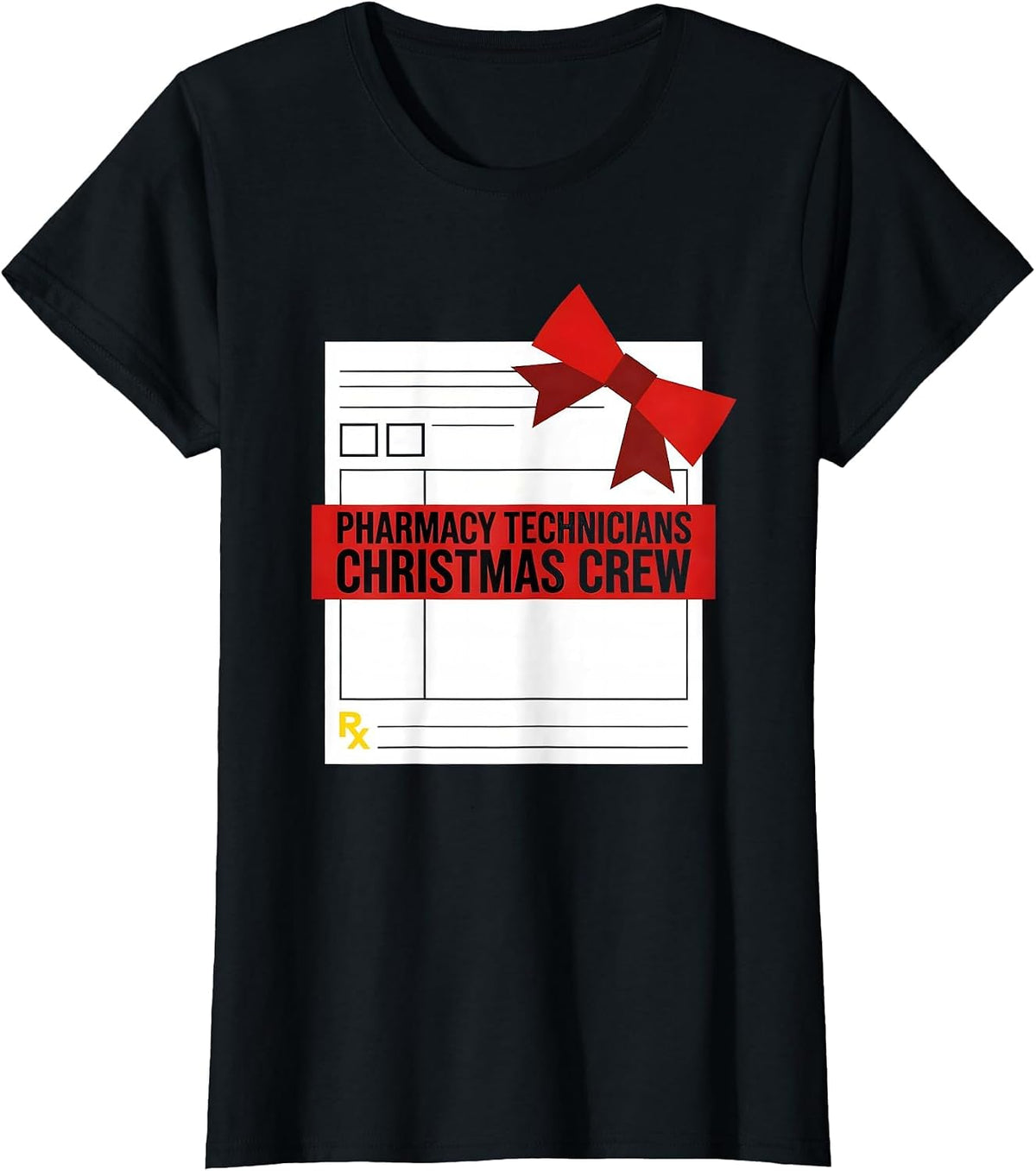 Pharmacy Technicians Christmas Crew Funny Matching Pharmacy T-Shirt - Black