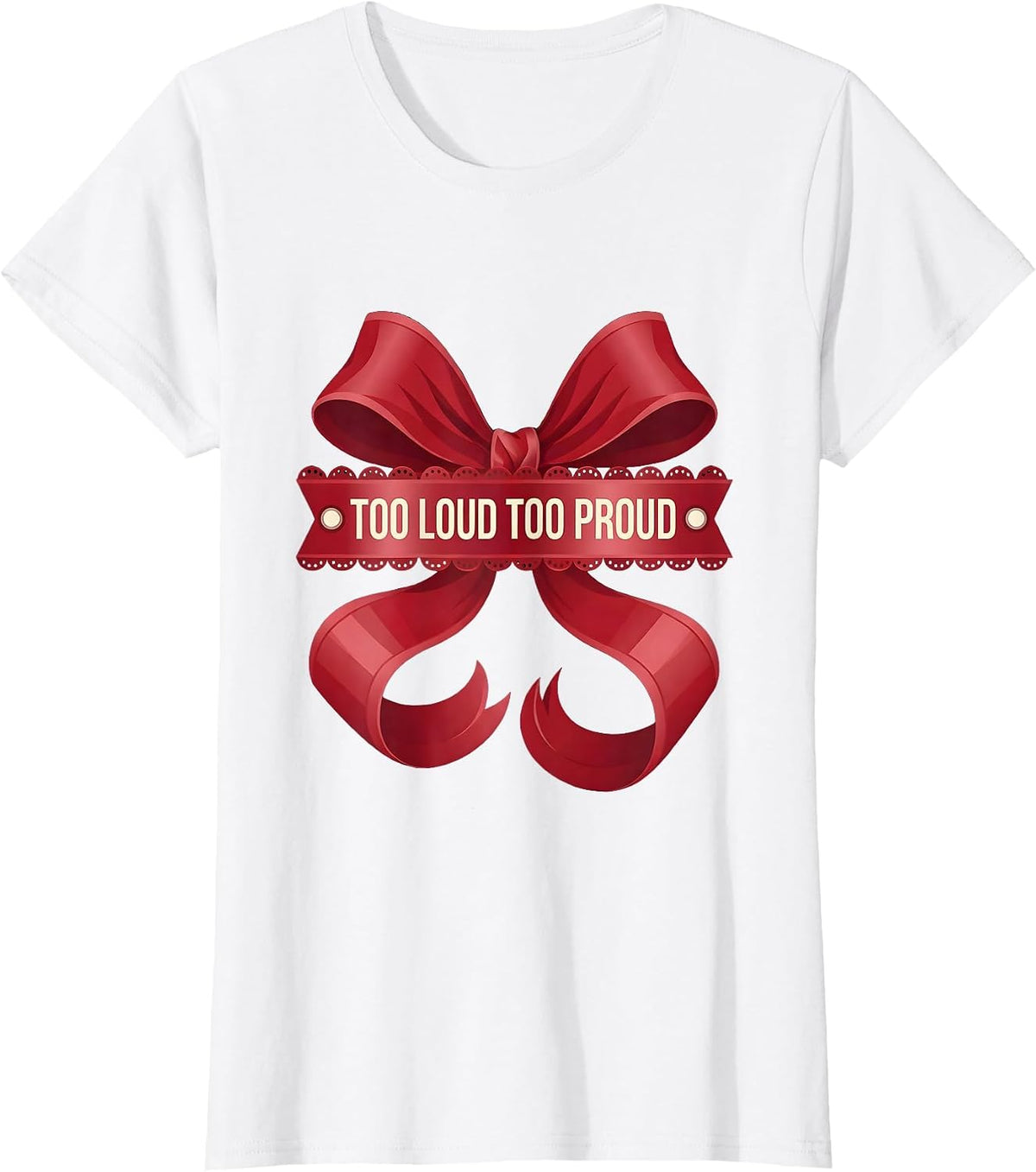 Women's Too Loud Too Proud 80s Rock Band Graphic Design T-Shirt - White