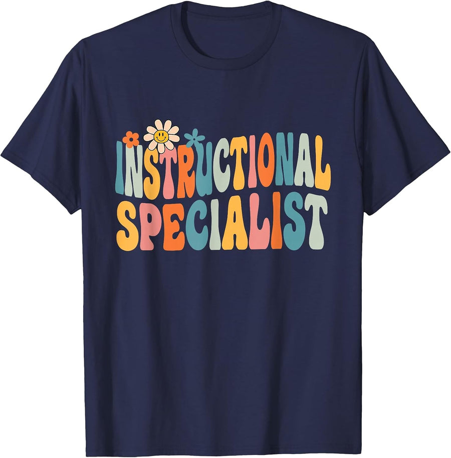 Instructional Specialist Groovy School Job Staff T-Shirt - Navy Blue