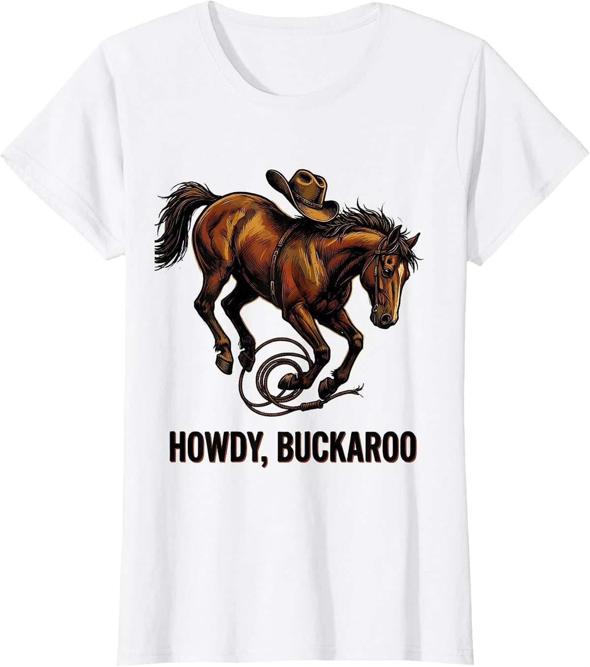 Women's Howdy Buckaroo Funny Western Cowboy Cowgirl Rodeo Pride T-Shirt - White