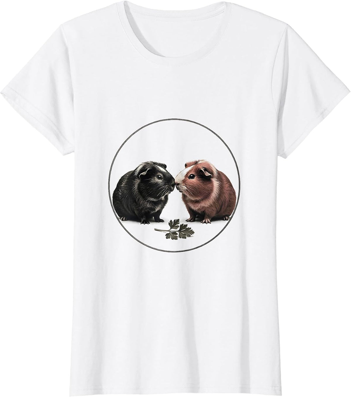 Women's Guinea Pigs Nose-to-Nose Minimalist Pet Lover Humor T-Shirt - White