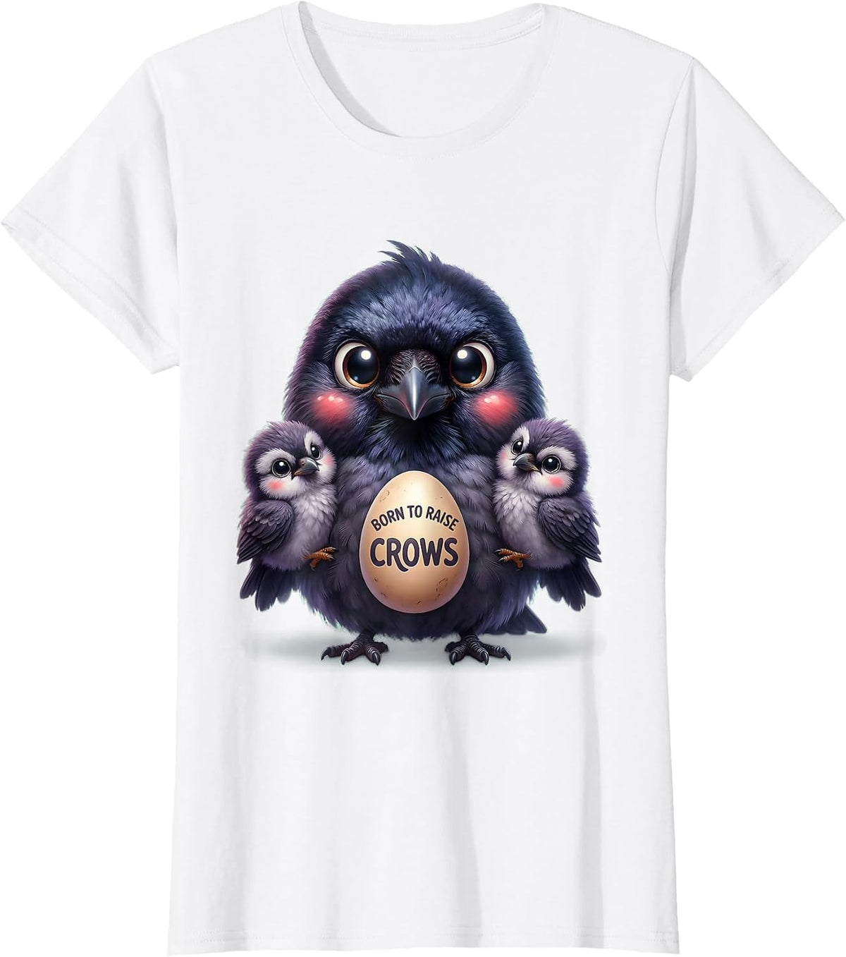 Women's Born to Raise Crows Crow Lover Design T-Shirt - White