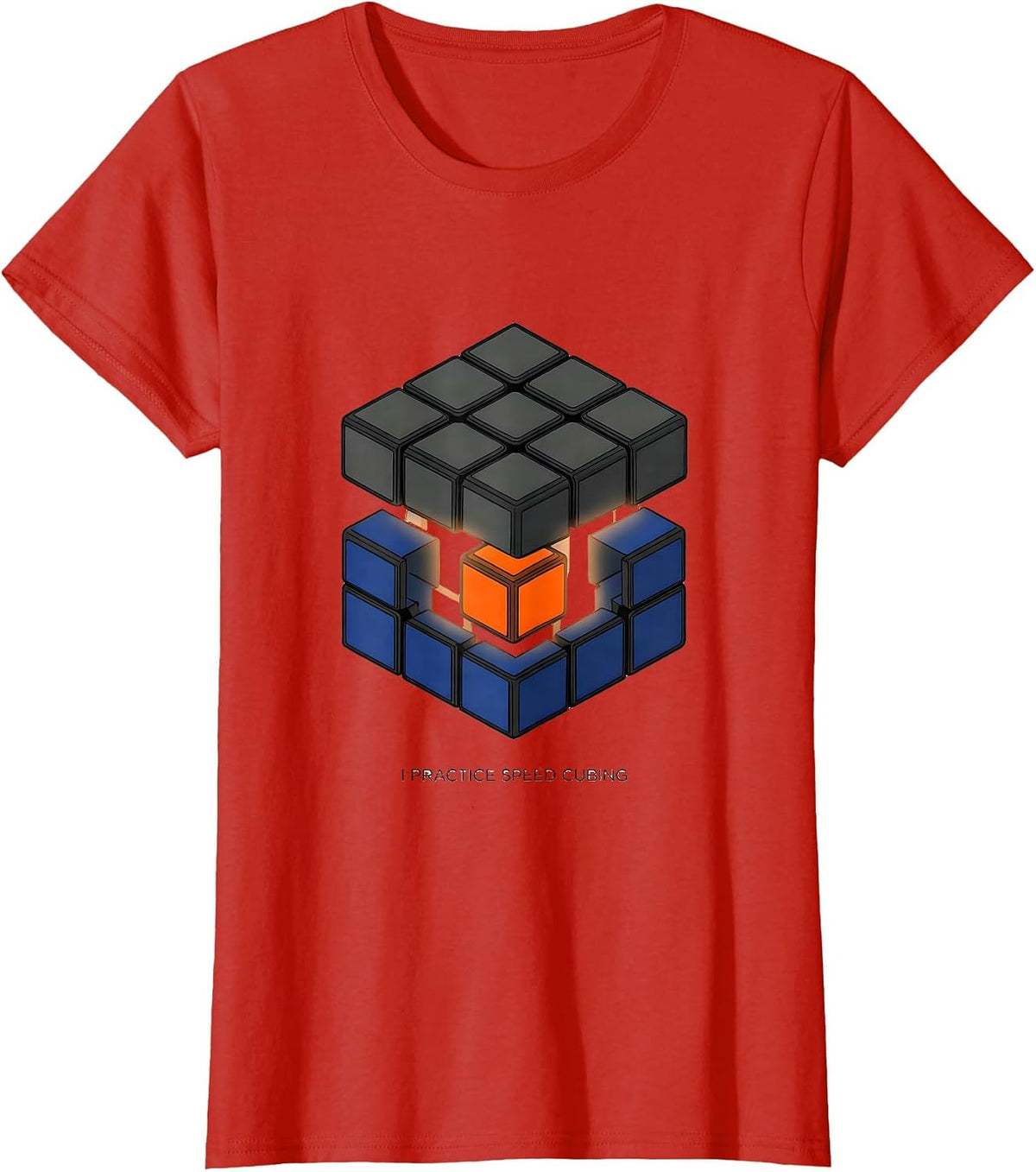 I Practice Speed Cubing Funny Speed Cubing Puzzle Lover T-Shirt - Red