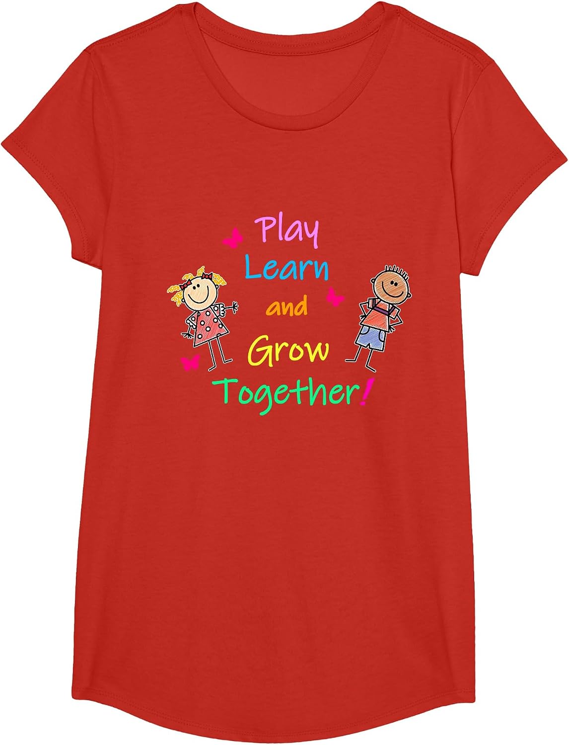 Play, Learn, and Grow Together t-Shirt T-Shirt - Girls Red