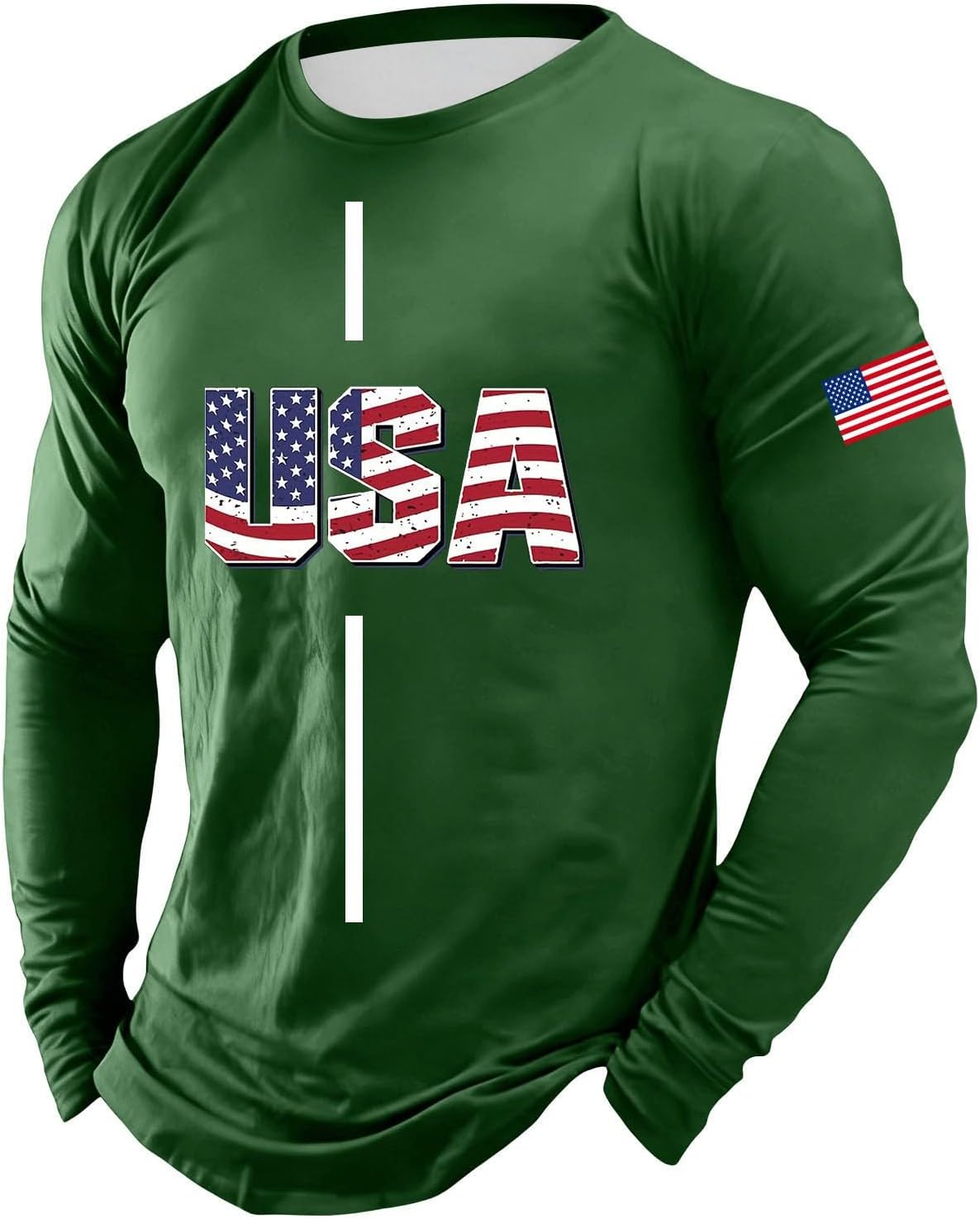 Men's 4th of July T-Shirt American Flag Short Sleeve Tshirt Graphic Shirts - 03-dark Green