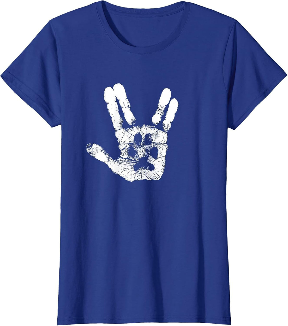 Hand & Paw Print - Animal Lover - Prosper & Live Long T-Shirt - Royal Blue