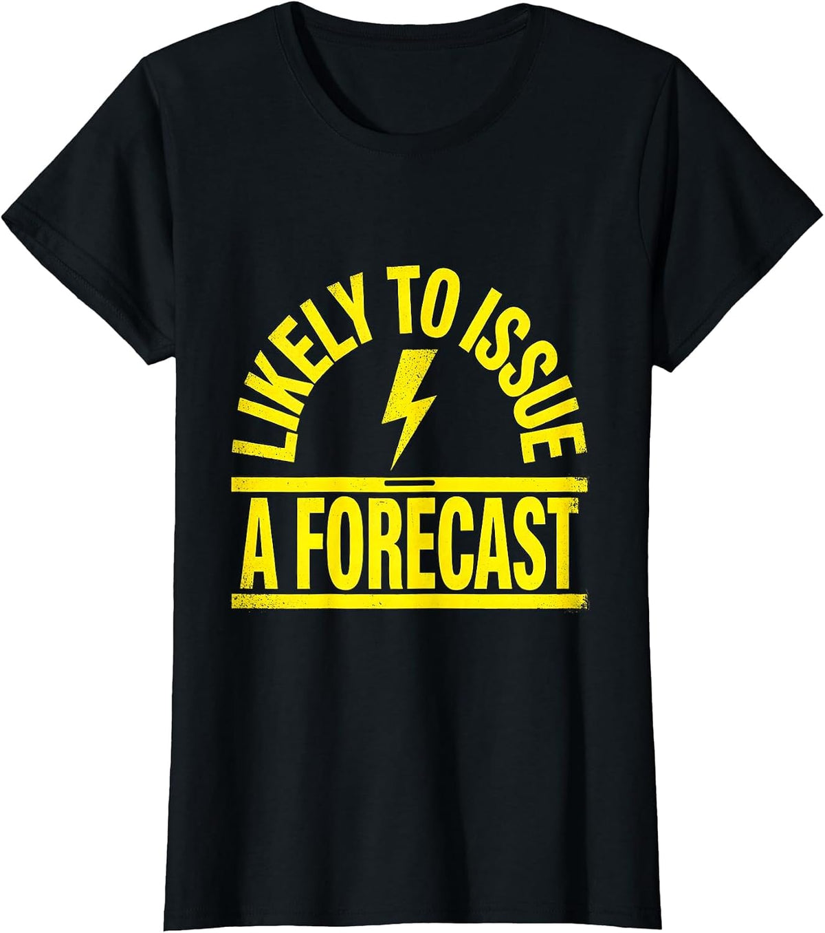 Women's Likely To Issue A Forecast Stencil Graphic Storm Chaser T-Shirt - Black