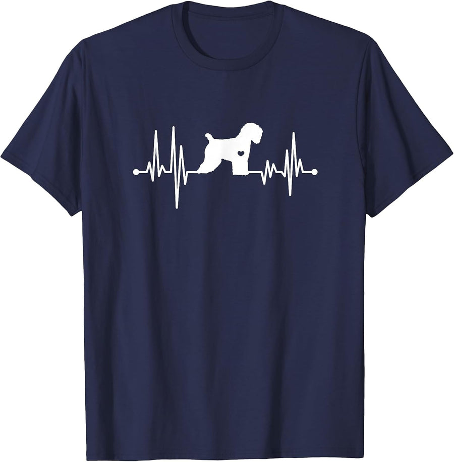 Soft Coated Wheaten Terrier Heartbeat Wheatie Dog Lover T-Shirt - Navy Blue