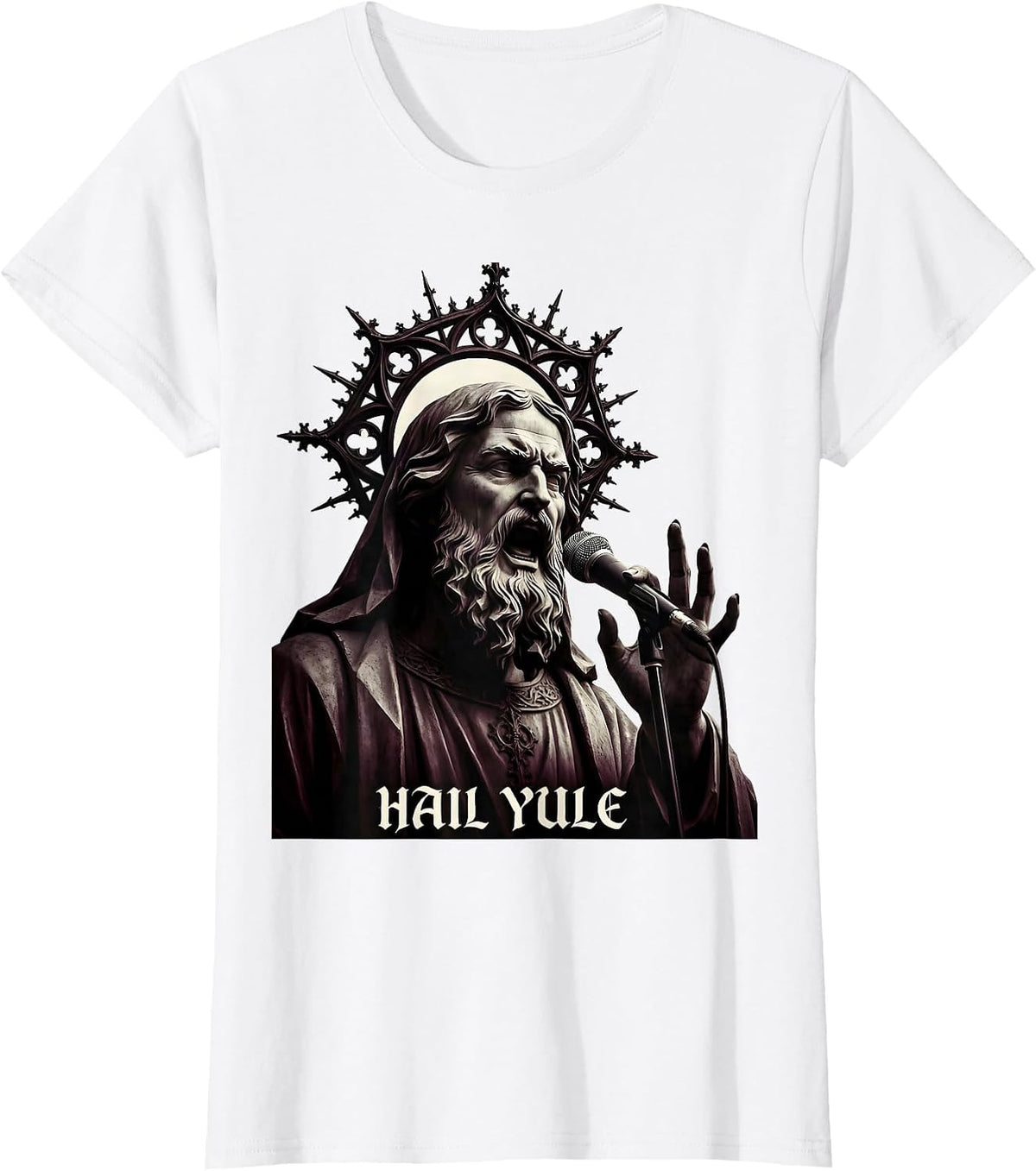 Hail Yule Gothic Heavy Metal Christmas Rock Fan T-Shirt - White