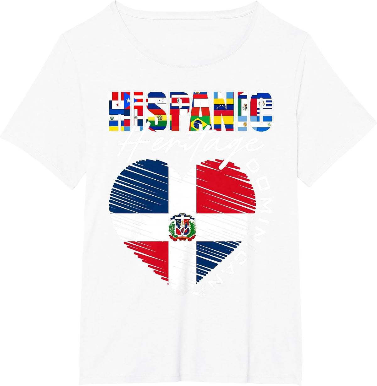 Dominicana Hispanic Heritage Month Dominican Republic Flag T-Shirt - White