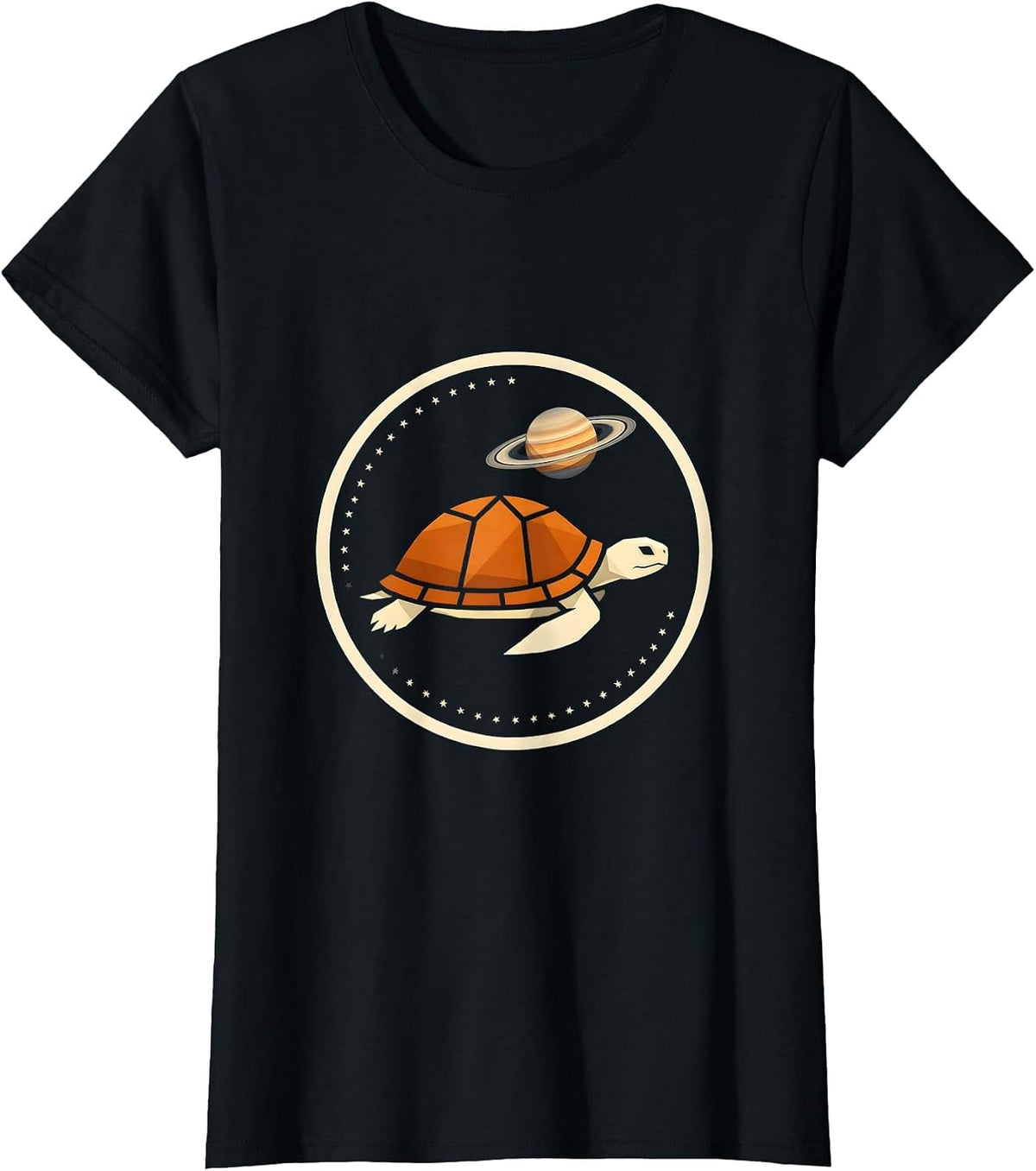 Women's Astronaut Turtle Drifting Through Outer Space T-Shirt - Black