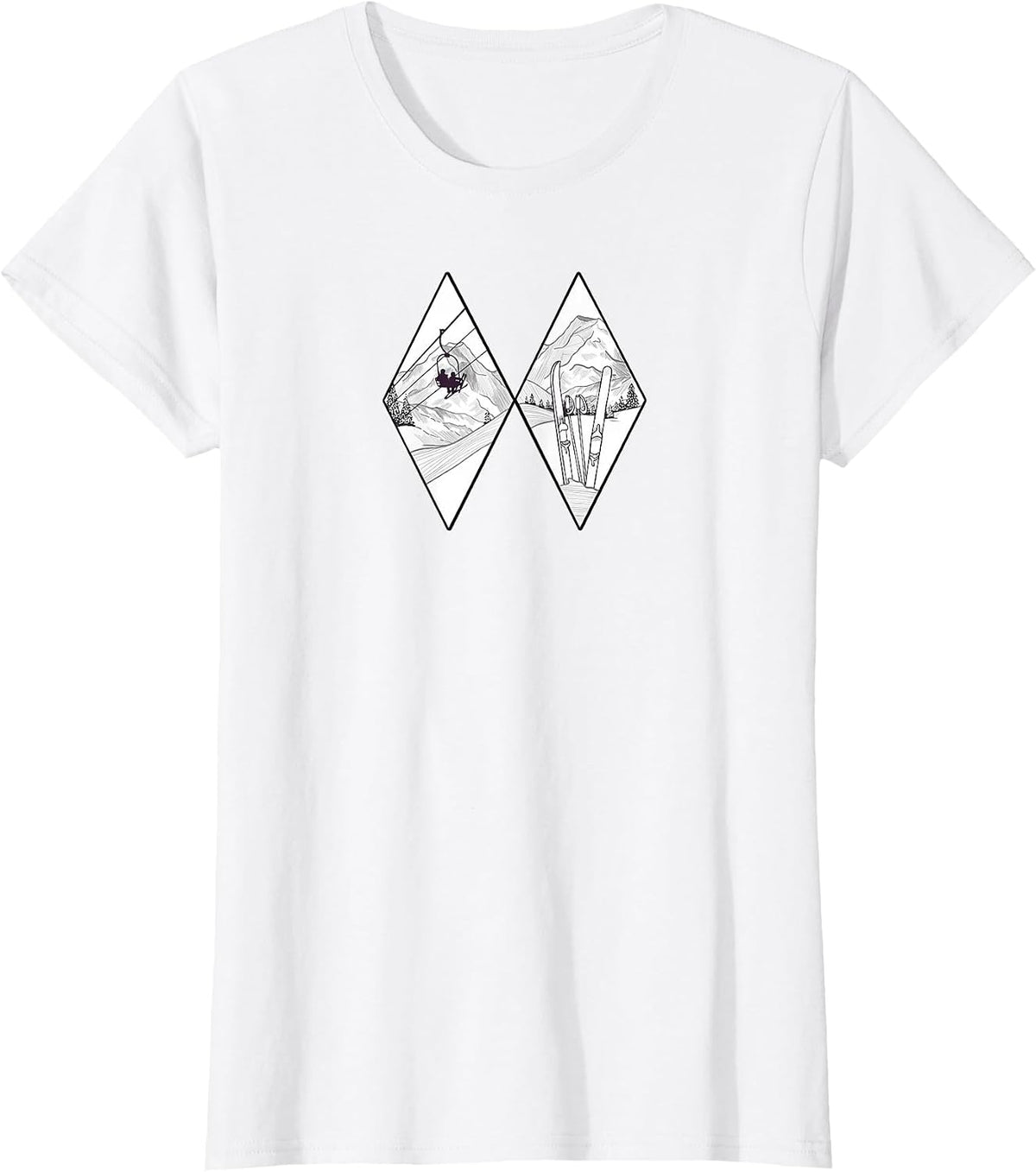 Graphic Difficult Run Marker Ski Snowboard Ski Lift Mountain T-Shirt - White