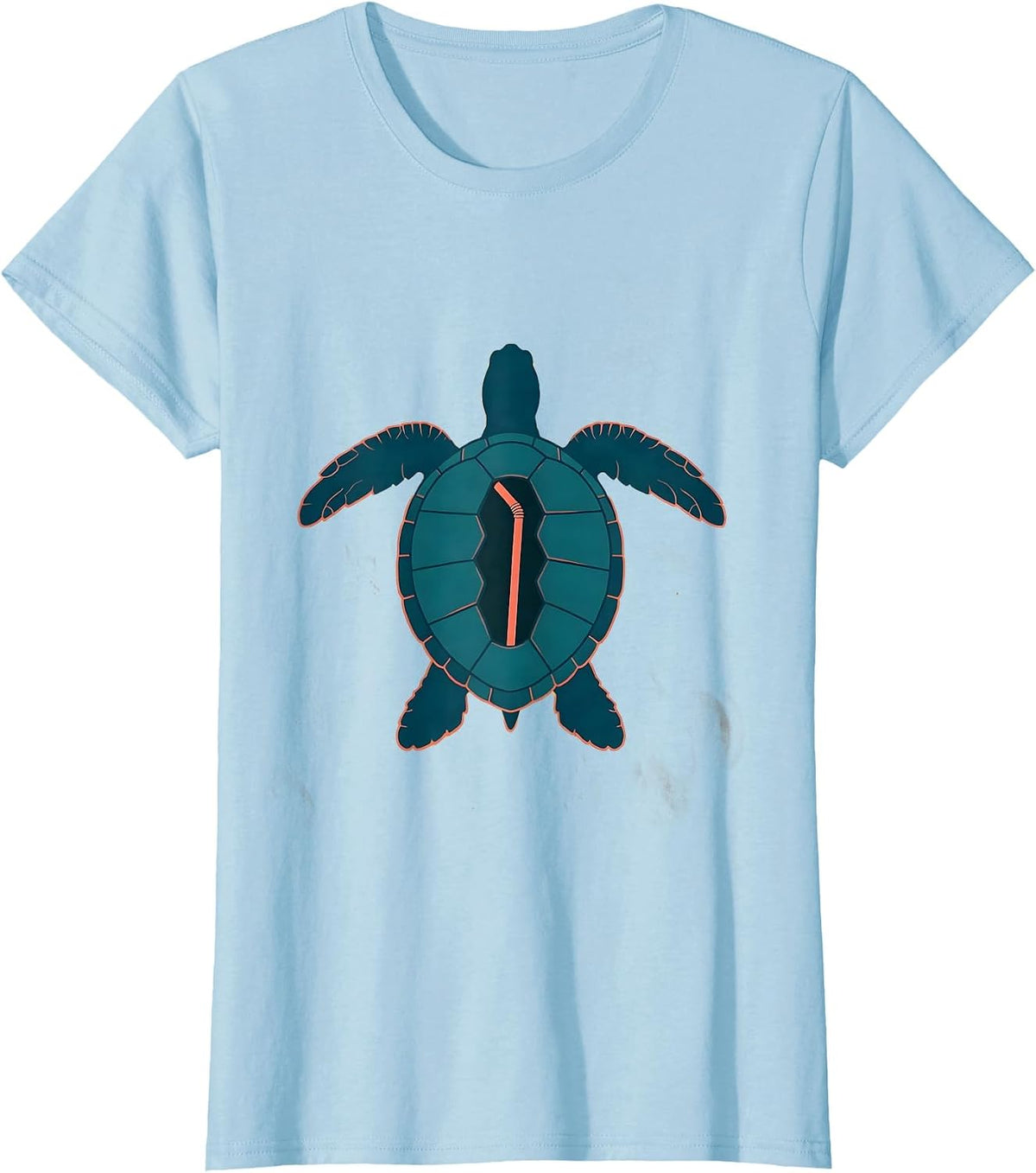 Women's Sea Turtle Silhouette Ocean Animal Vacation Souvenir T-Shirt - Baby Blue