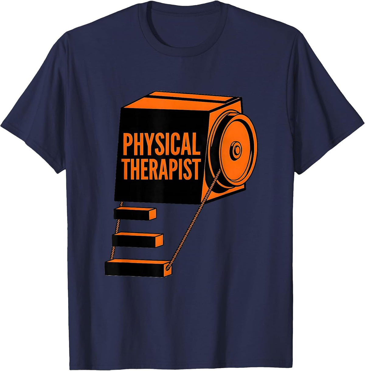 Men's Physical Therapist Geometric Therapy Pulley Design T-Shirt - Navy Blue