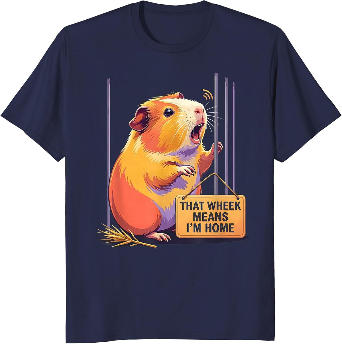 Men's That Wheek Means I'm Home Cute Guinea Pig Cavy Lover Gift T-Shirt - Navy Blue