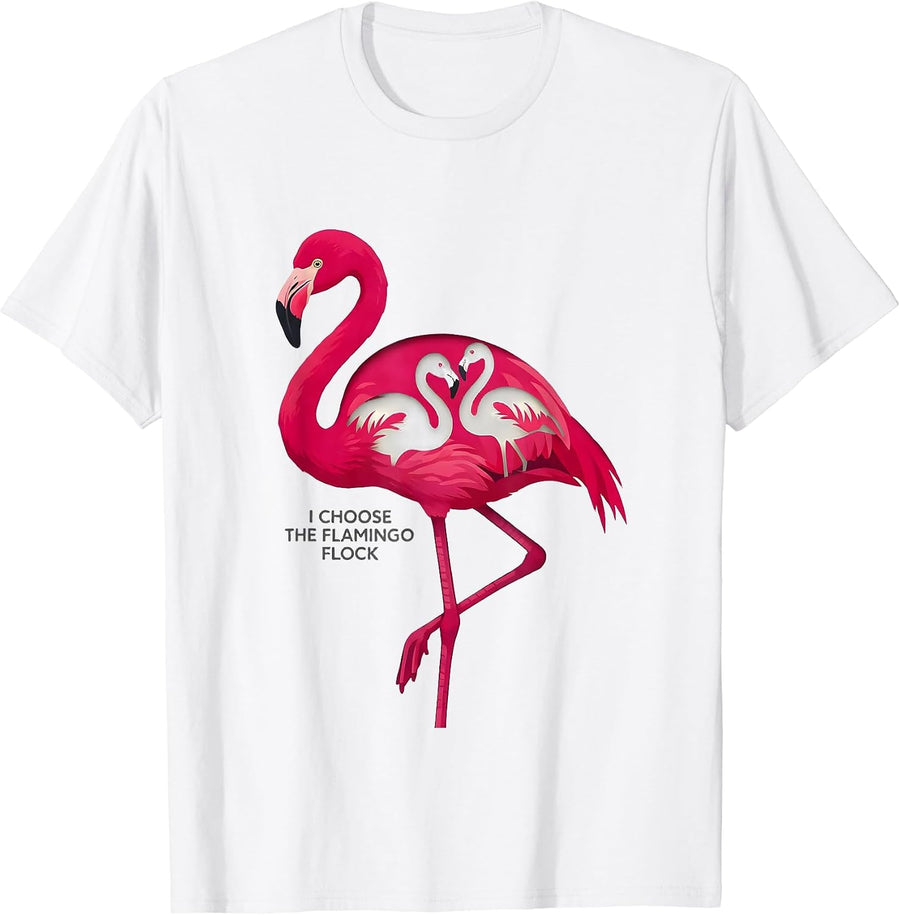 Men's I Choose The Flamingo Flock Funny Flamingo Lover Tropical T-Shirt - White
