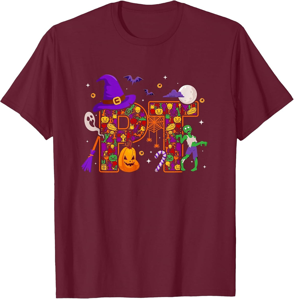Physical Therapist Halloween PT Physical Therapy Assistant T-Shirt - Burgundy
