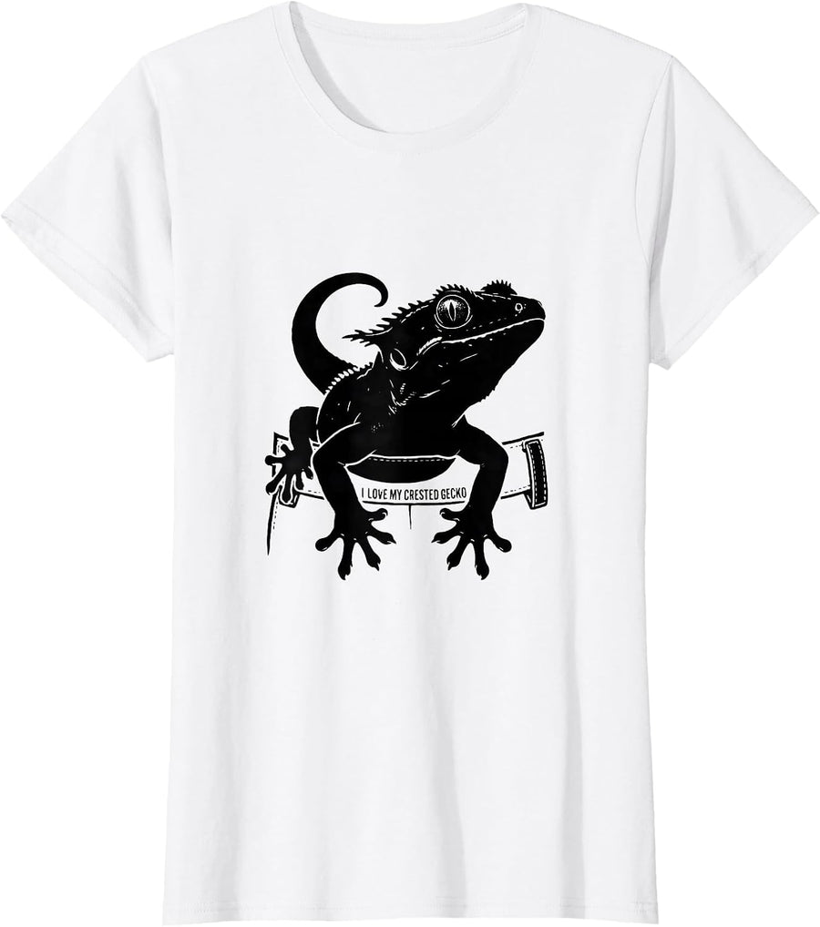 Women's I Love My Crested Gecko Funny Reptile Lover Pet Owner Humor T-Shirt - White