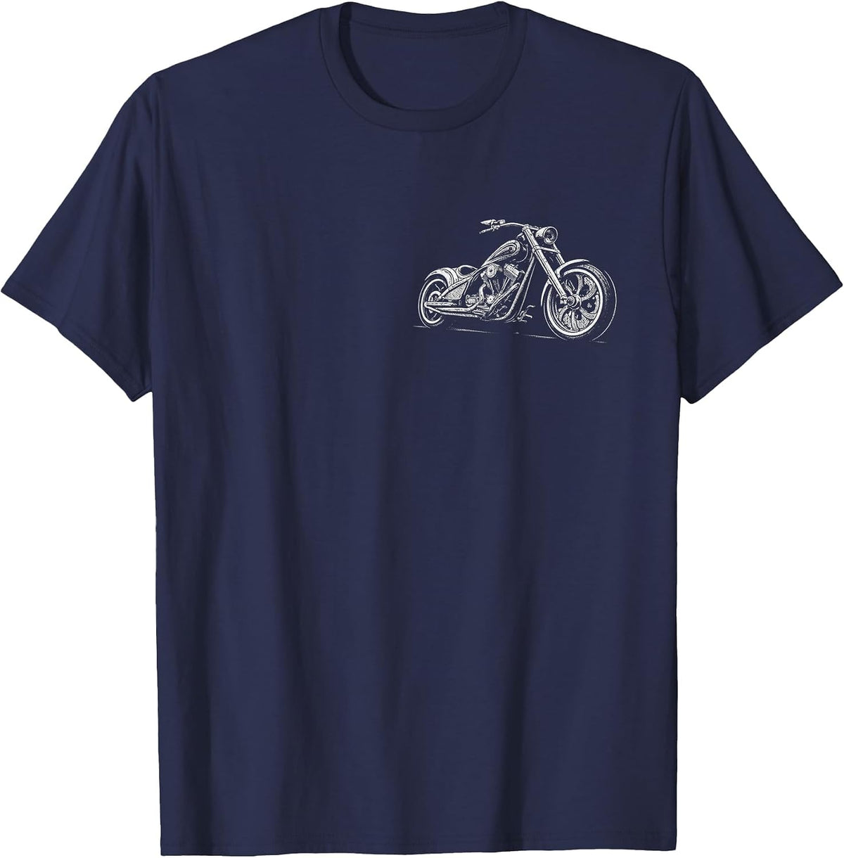 Motorcycle Graphic Men's Biker T-Shirt - Navy Blue