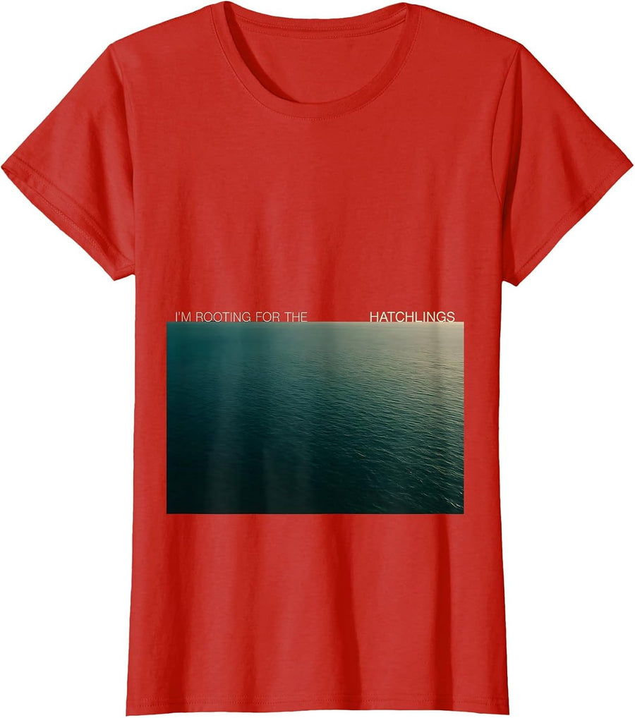 Women's I'm Rooting For The Hatchlings Sea Turtle Lover Tropical T-Shirt - Red