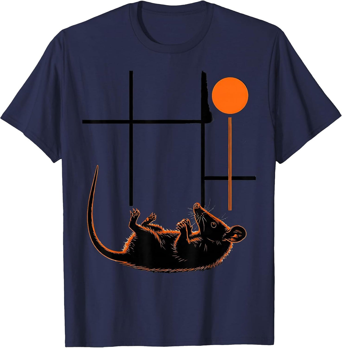 Opossum Moon Halloween Gothic Spooky Novelty T-Shirt - Navy Blue