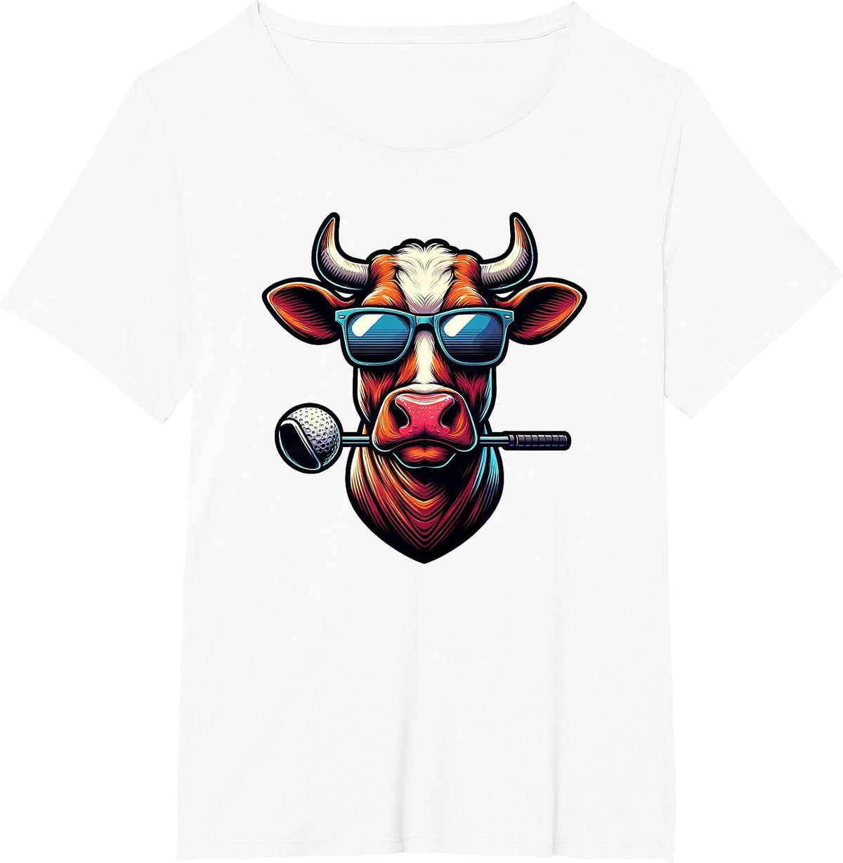 Cow Enthusiasts Golf Adventure Design T-Shirt - White