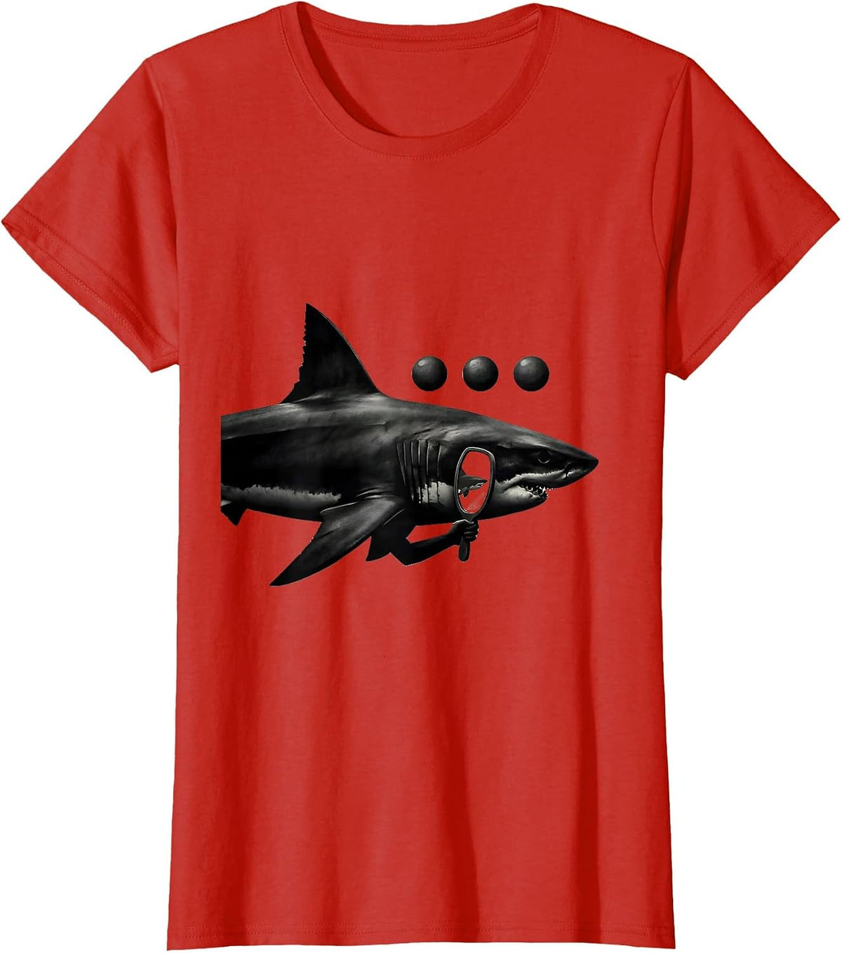 Women's Shark Holding Whale Mirror Funny Ocean Animal Lover T-Shirt - Red